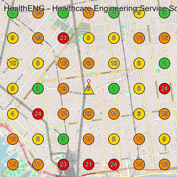 HealthENG - Healthcare Engineering Service Solutions, Inc. Biotechnology Company GeoGrid ranking map for Brooklyn NY